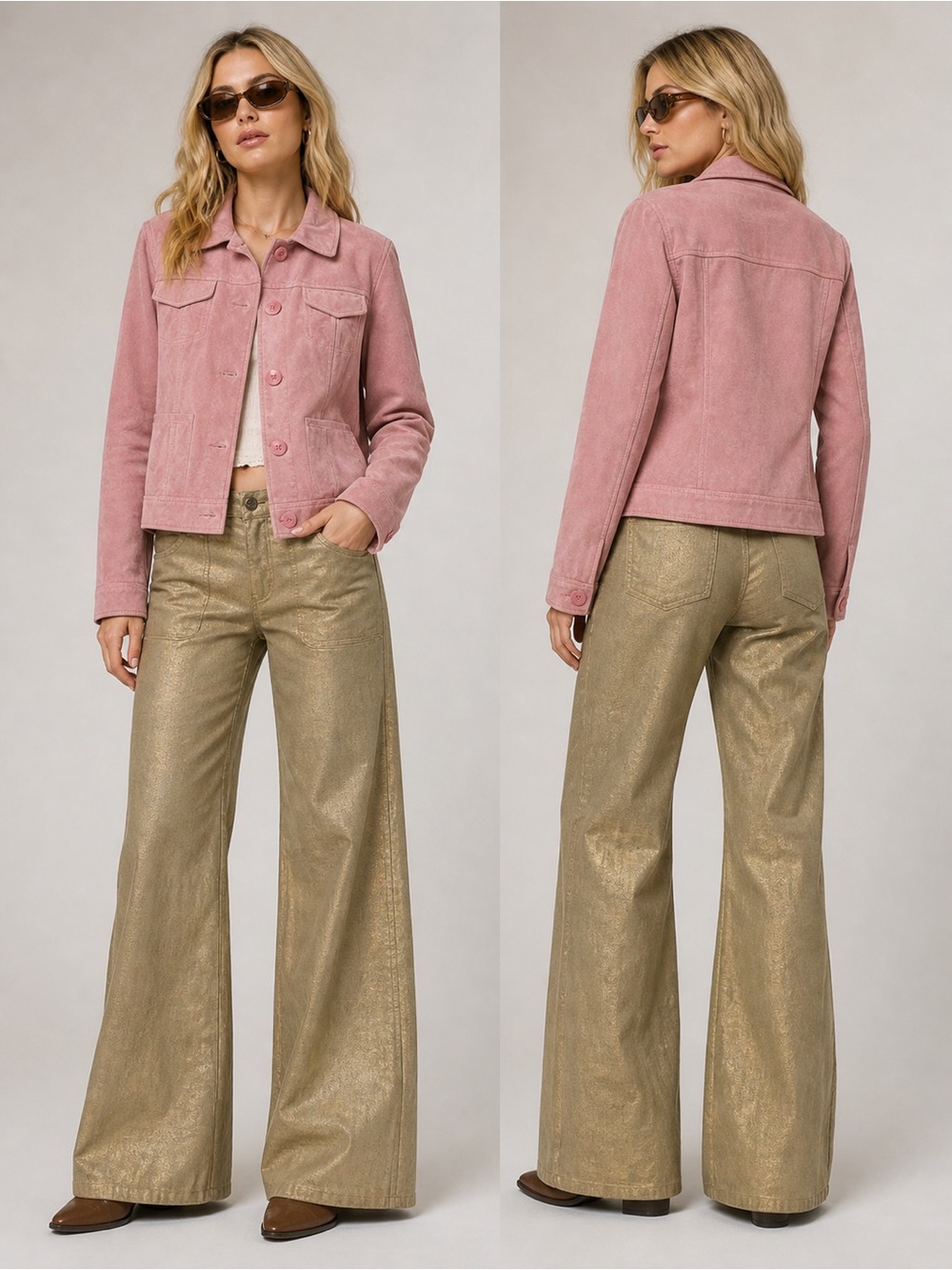 ADEC 2 By Philippe ADEC Gold Linen Pants Sz 4/38 Wide Leg Pockets New NWT